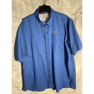 GH Bass & Co Mens XL Blue Short Sleeve Button Down Fishing Shirt Mesh Lined